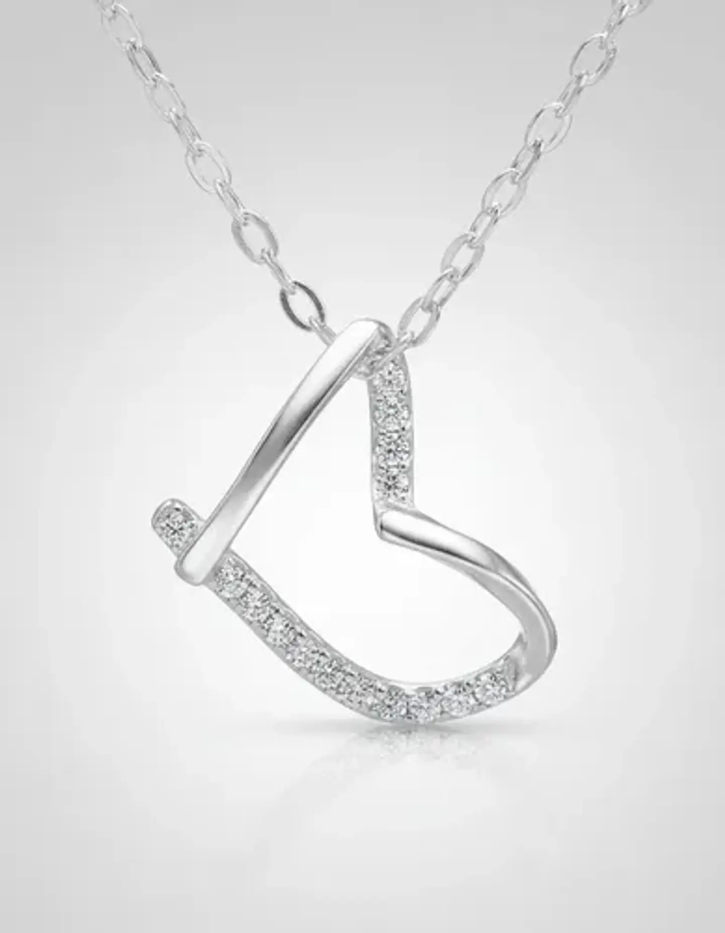 Collar Plata Corazón Irregular Liso Para Dama 3