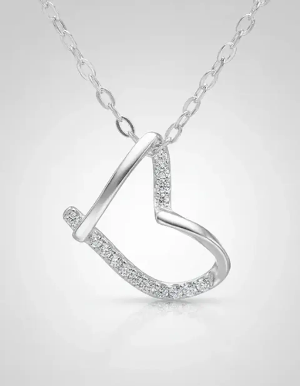 Collar Plata Corazón Irregular Liso Para Dama 3