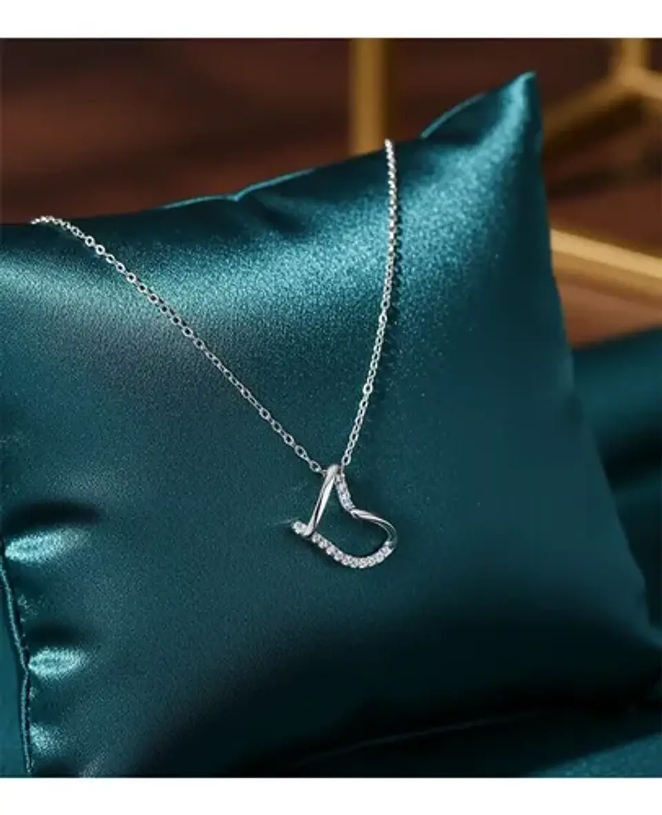 Collar Plata Corazón Irregular Liso Para Dama 4