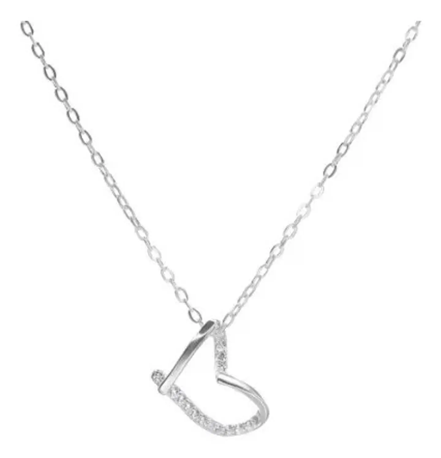 Collar Plata Corazón Irregular Liso Para Dama 5