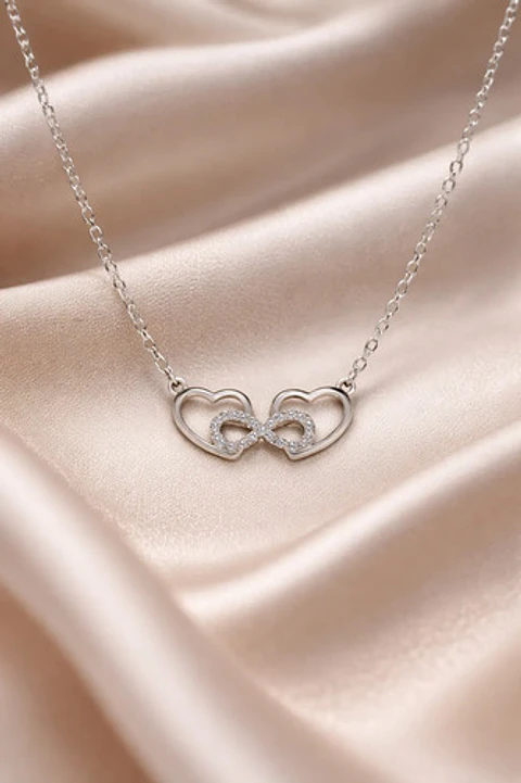 Collar De Plata Corazón Entrelazado Dama