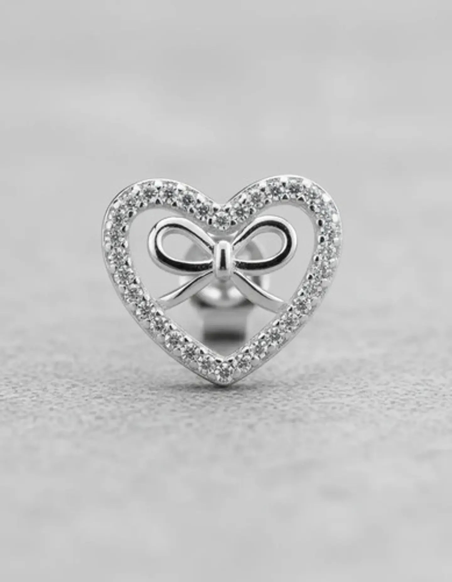 Aros De Plata 925 Corazón Con Cinta Con Pequeños Circones 4