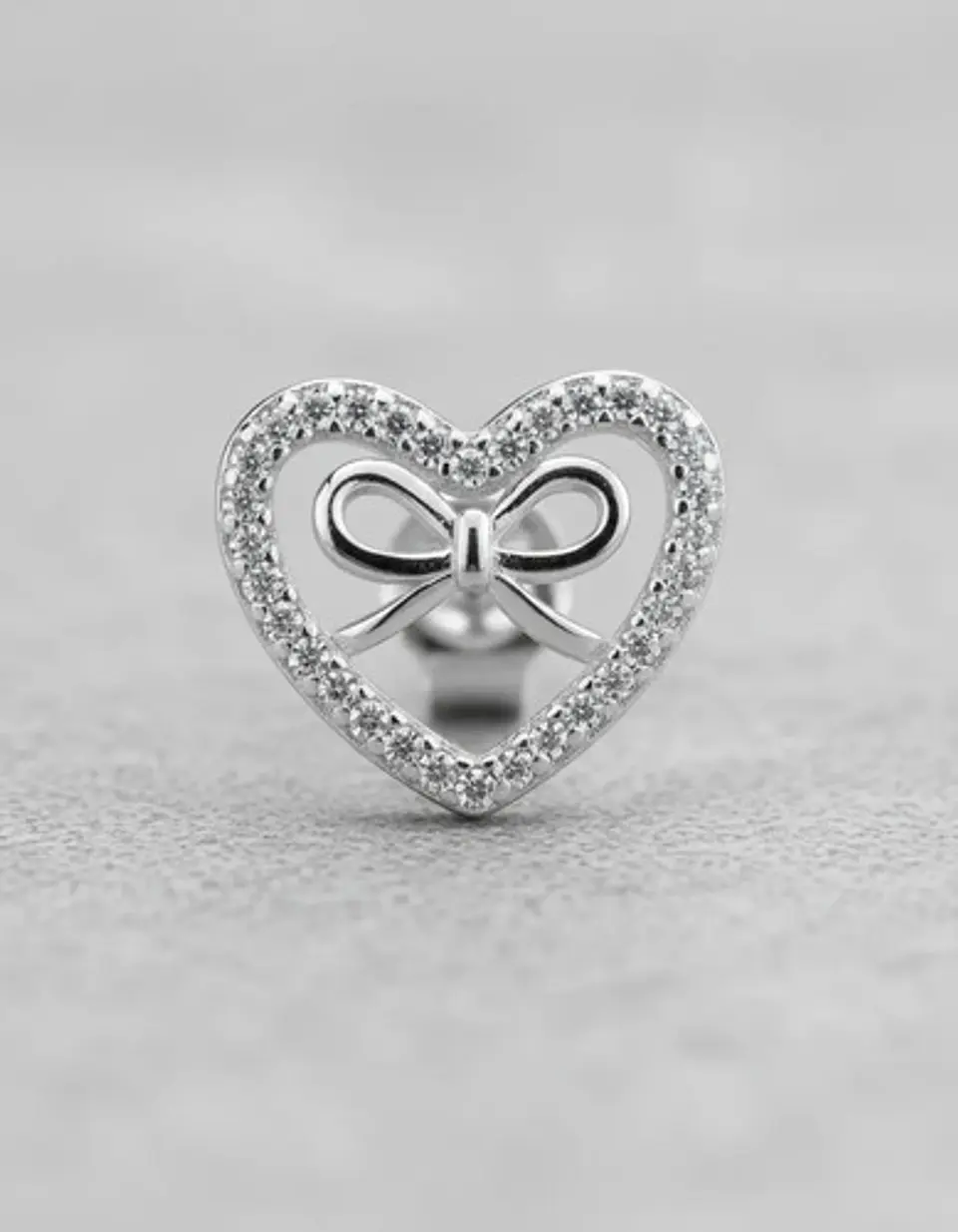 Aros De Plata 925 Corazón Con Cinta Con Pequeños Circones 4