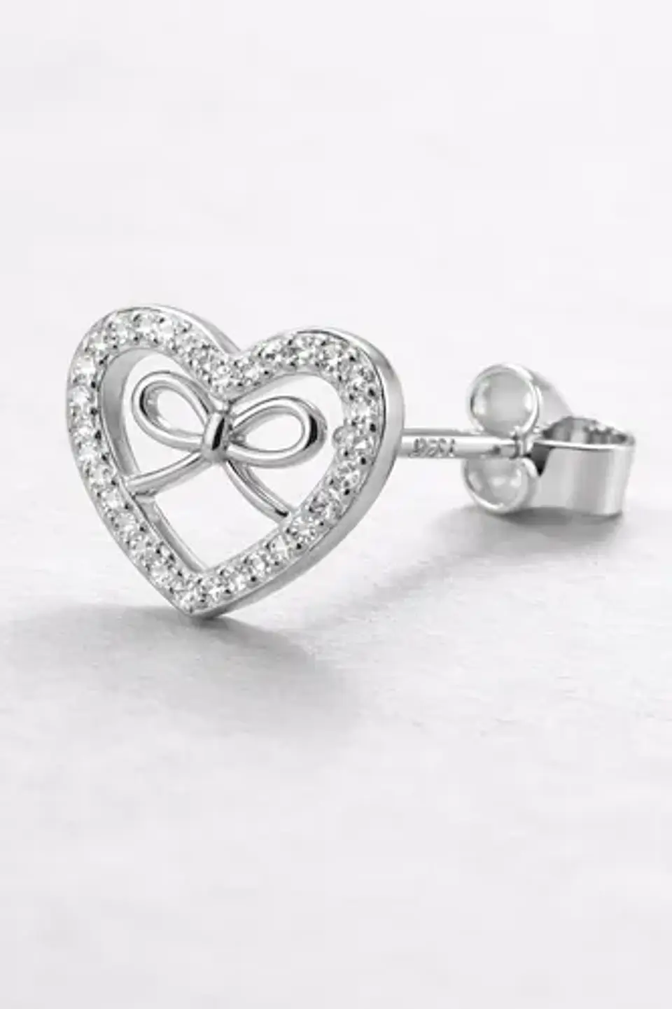 Aros De Plata 925 Corazón Con Cinta Con Pequeños Circones 5