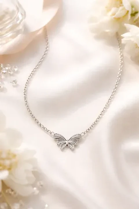 Collar Plata Fina 925 Elegante De Mariposa Dama