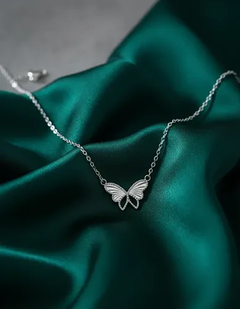 Collar Plata Fina 925 Elegante De Mariposa Dama