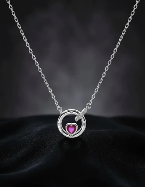 Collar Elegante Plata Fina 925 Corazón Dama