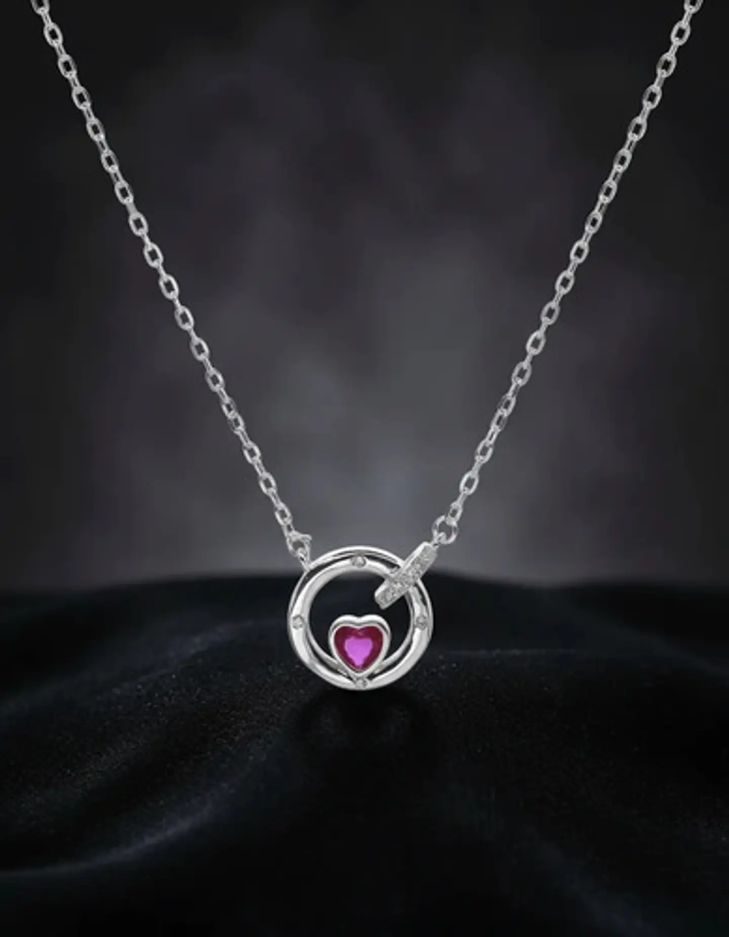 Collar Elegante Plata Fina 925 Corazón Dama 2