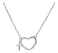 Collar De Plata Corazón Con Cruz Elegante Para Dama - Miniatura 4