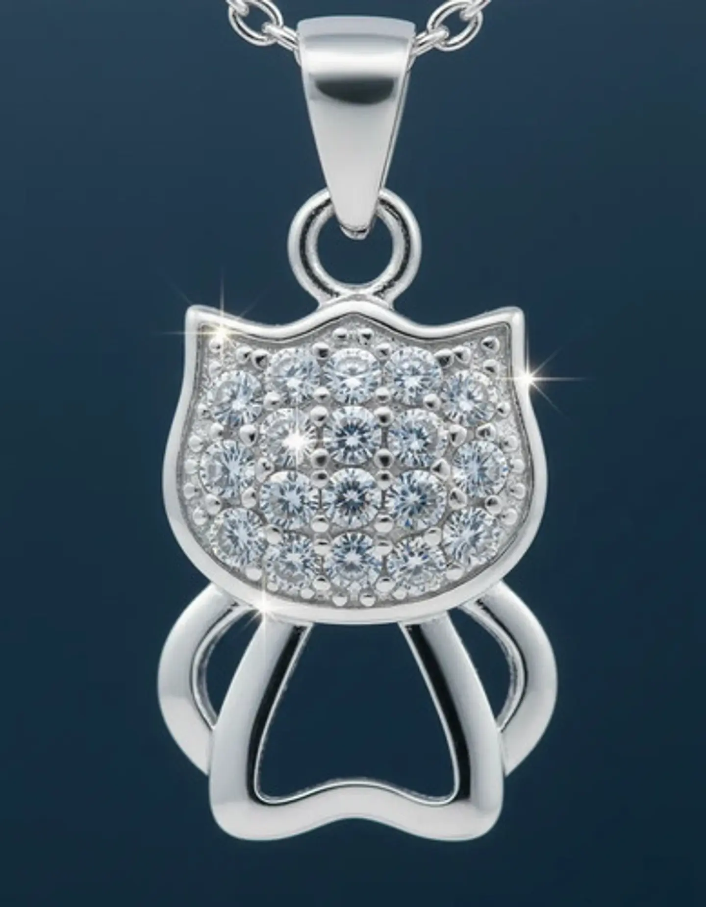 Conjunto Plata 925 Aros+cadena+dije Estilo Gatitos 4
