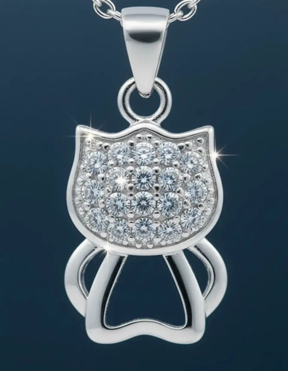 Conjunto Plata 925 Aros+cadena+dije Estilo Gatitos 4