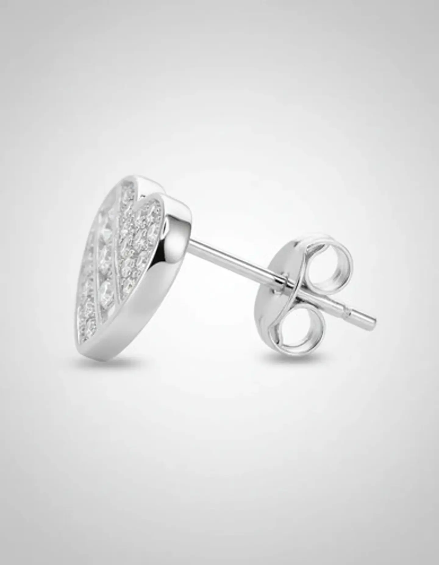 Aros De Plata 925 Corazón Con Pequeños Circones Brillantes 5