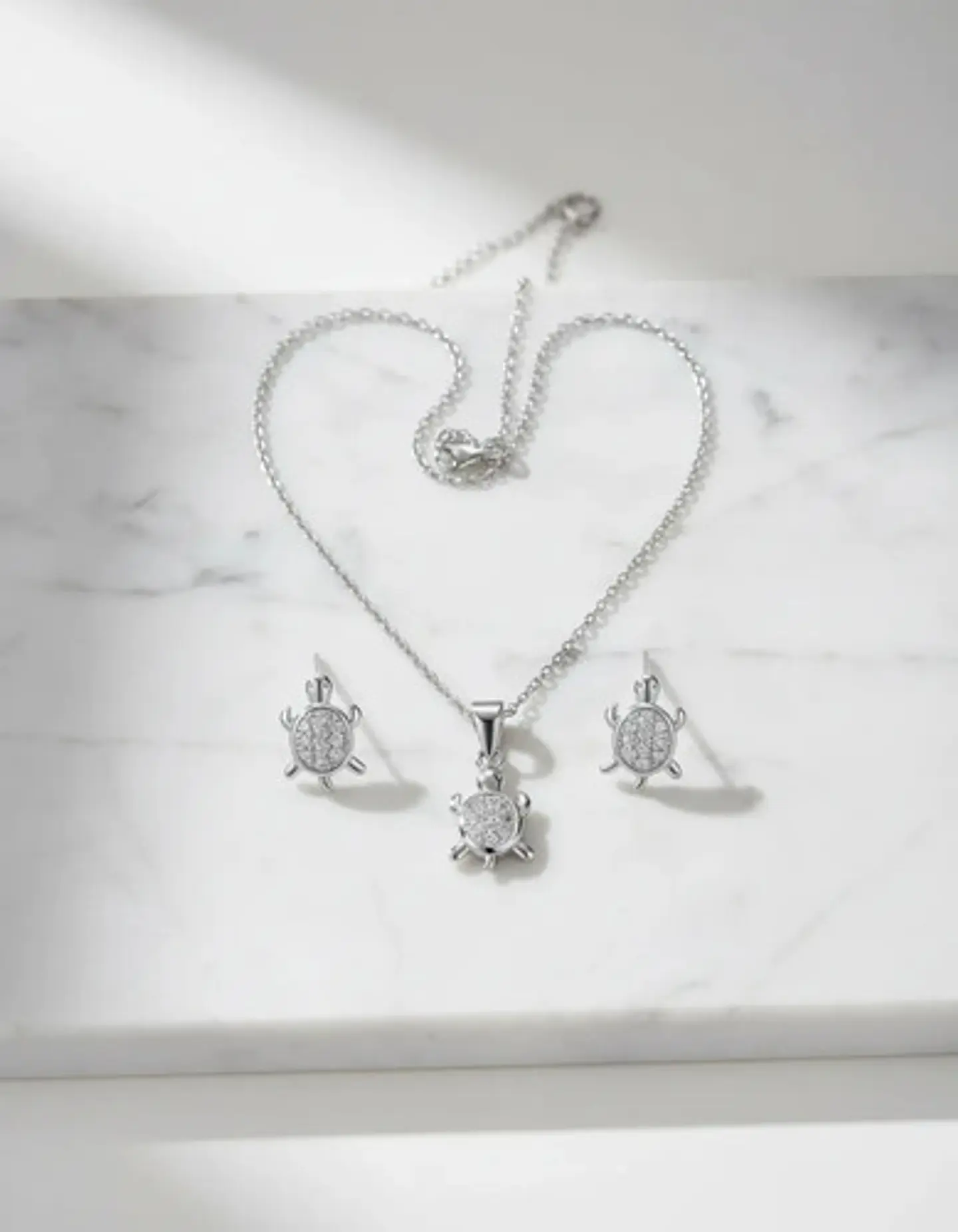 Conjunto Plata 925 Aros+cadena+dije Estilo Tortuguitas Dama 2