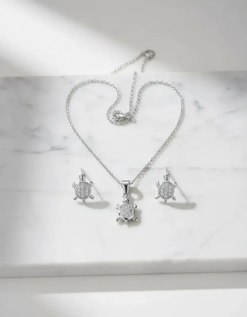 Conjunto Plata 925 Aros+cadena+dije Estilo Tortuguitas Dama 2