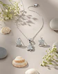 Conjunto Plata 925 Aros+cadena+dije Estilo Tortuguitas Dama - Miniatura 3