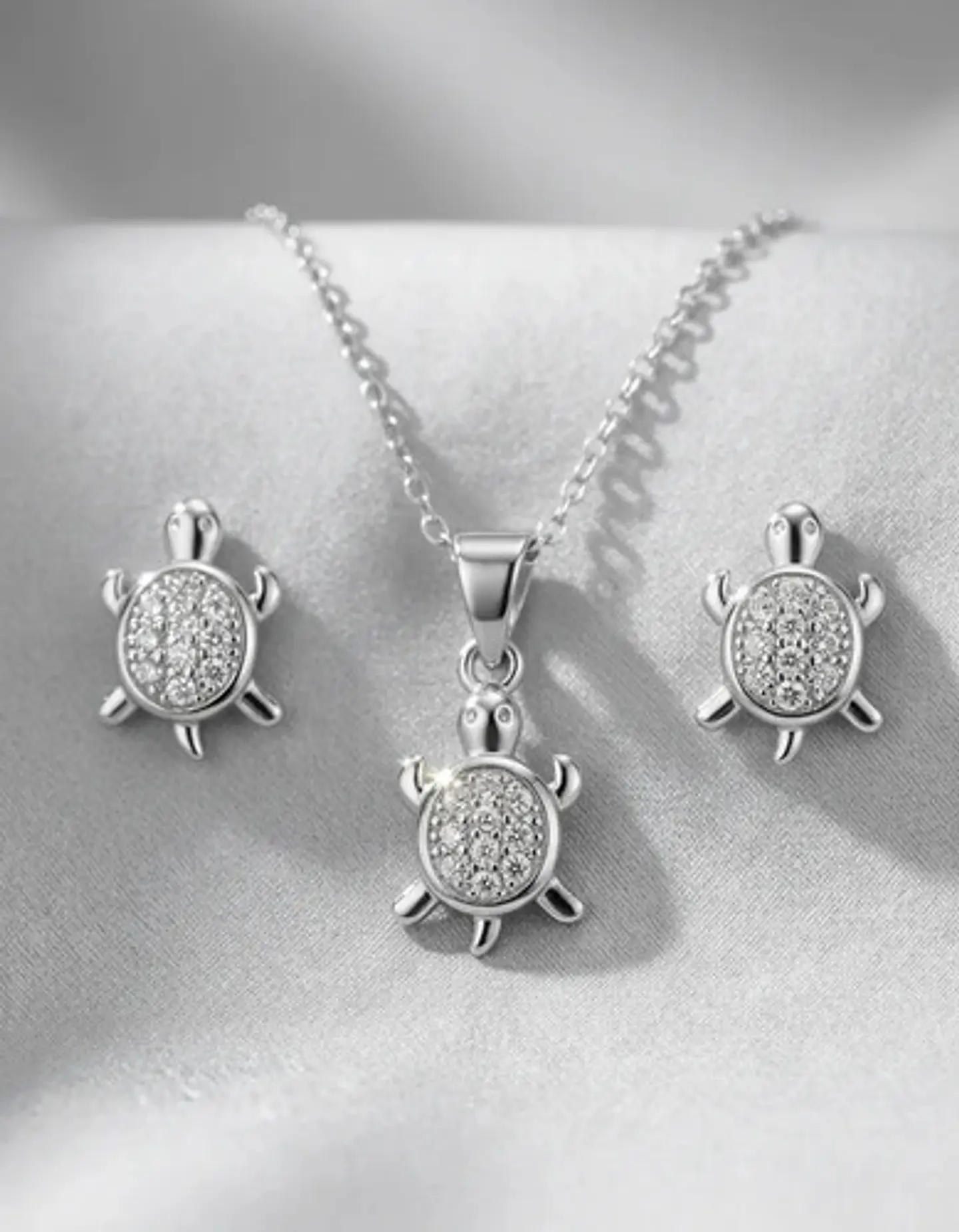 Conjunto Plata 925 Aros+cadena+dije Estilo Tortuguitas Dama 4