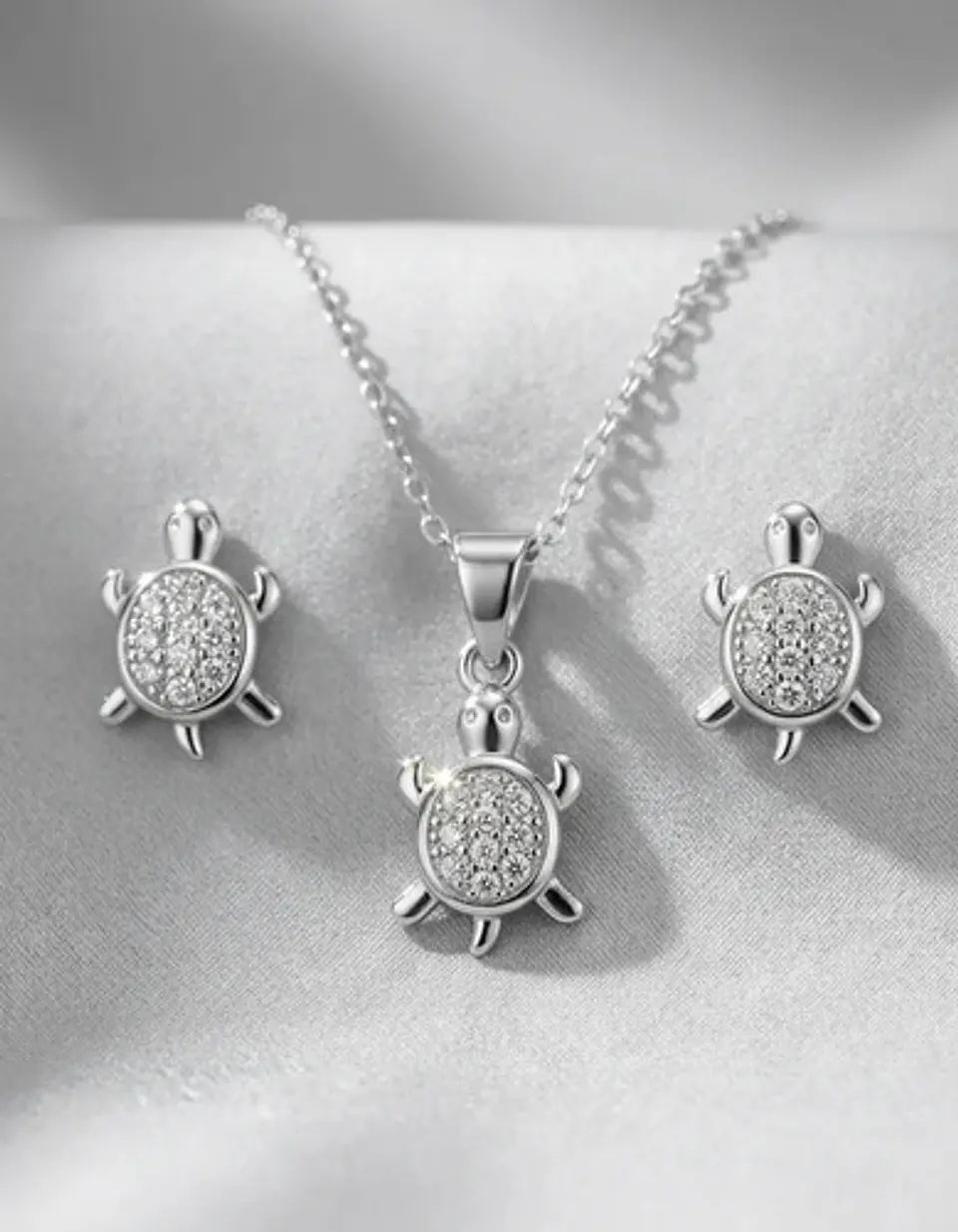 Conjunto Plata 925 Aros+cadena+dije Estilo Tortuguitas Dama 4