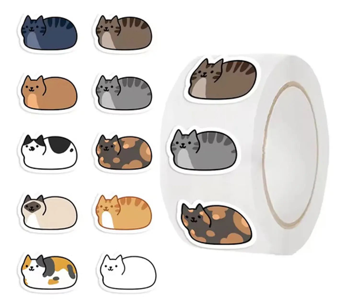 Gato Kawaii - Set 500 Stickers / Rollo De Pegatinas 1