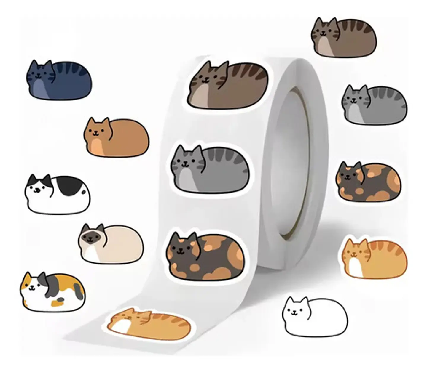 Gato Kawaii - Set 500 Stickers / Rollo De Pegatinas 2