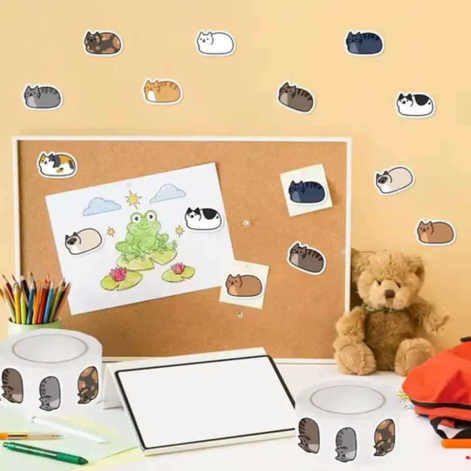 Gato Kawaii - Set 500 Stickers / Rollo De Pegatinas 3