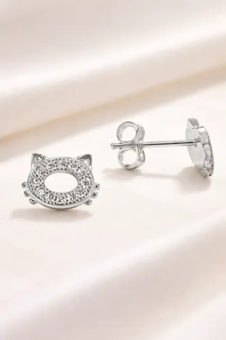 Aros De Plata 925 Diseño Gatitos 1