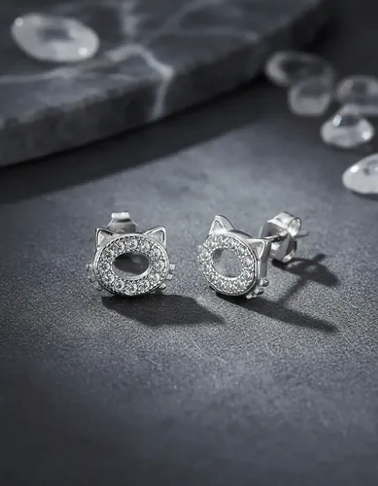 Aros De Plata 925 Diseño Gatitos 2