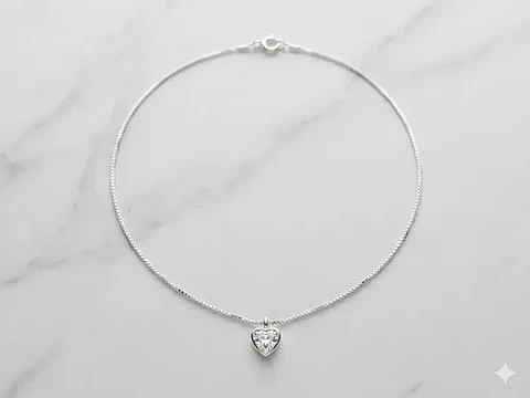 Collar Corazón Plata Fina 925 Elegante Para Dama