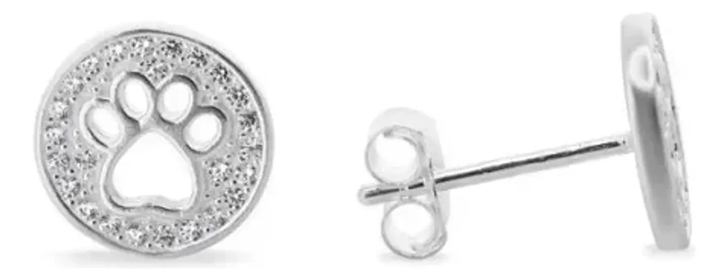 Aros De Plata 925 Diseño Huella De Mascotas 5