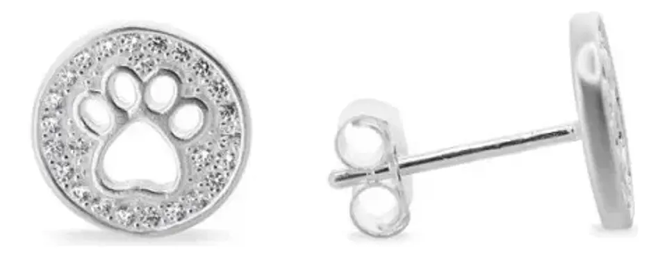 Aros De Plata 925 Diseño Huella De Mascotas 5