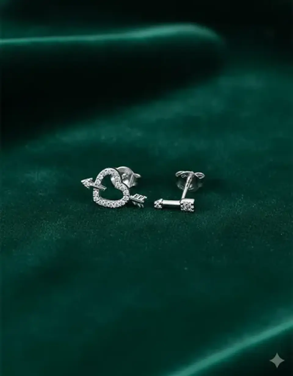 Aros De Plata 925 Diseño Corazón Flechado 1