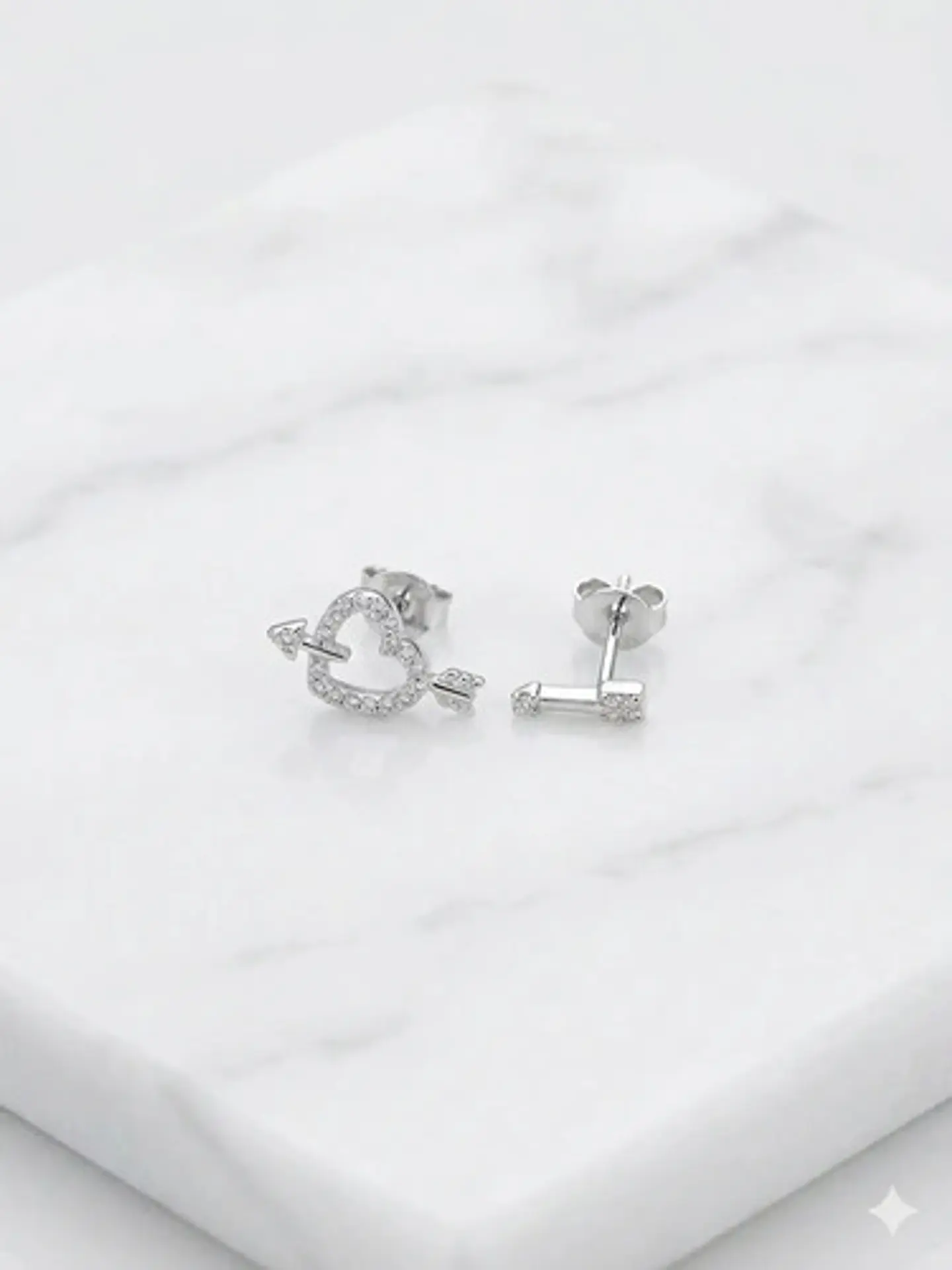 Aros De Plata 925 Diseño Corazón Flechado 2