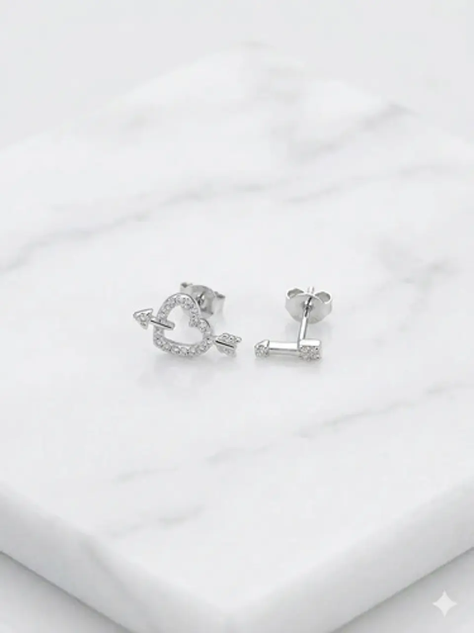 Aros De Plata 925 Diseño Corazón Flechado 2
