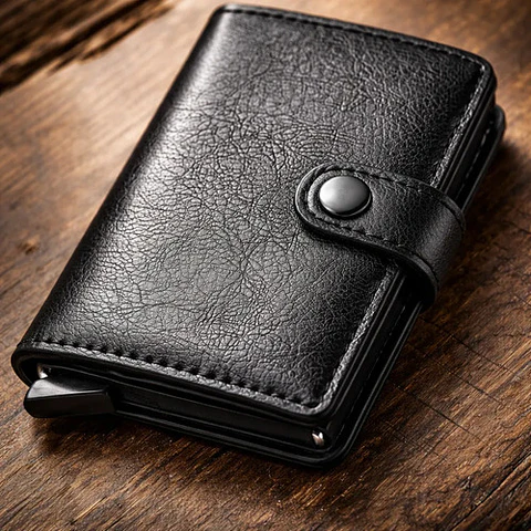 Billetera Tarjetero De Cuero Premium Con Broche