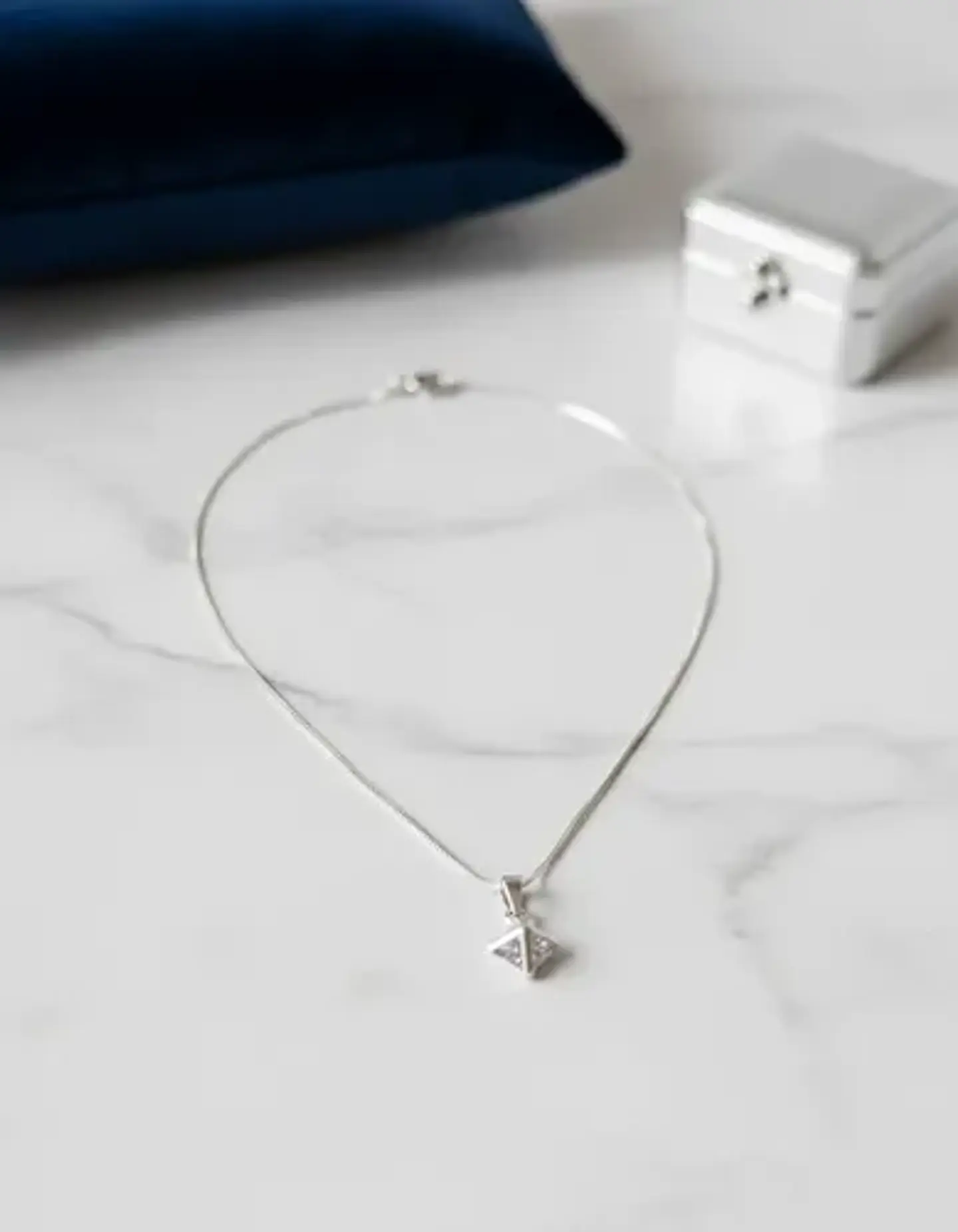 Collar Rombo Punto De Luz Plata Fina 925 Elegante Para Dama 1