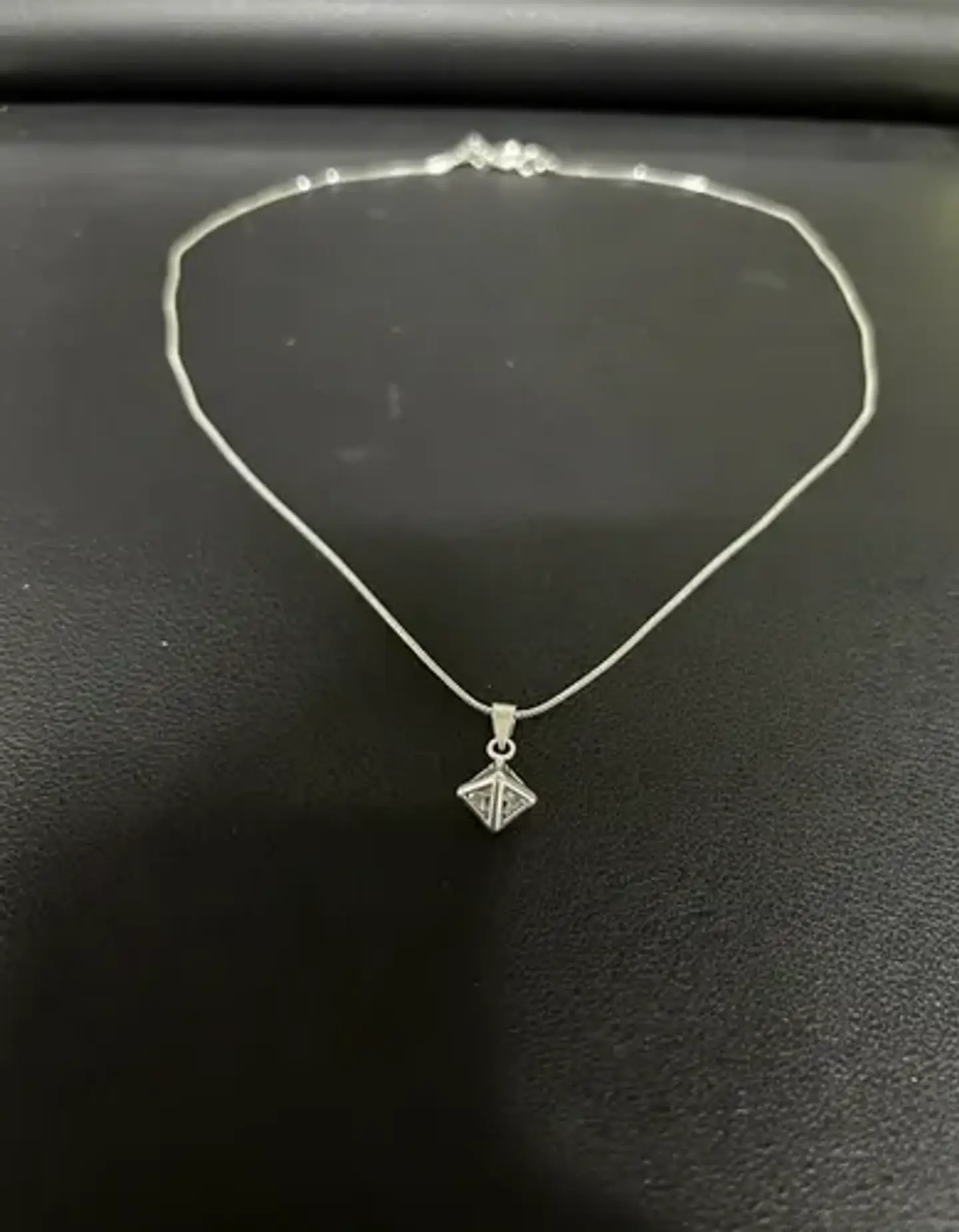 Collar Rombo Punto De Luz Plata Fina 925 Elegante Para Dama 4