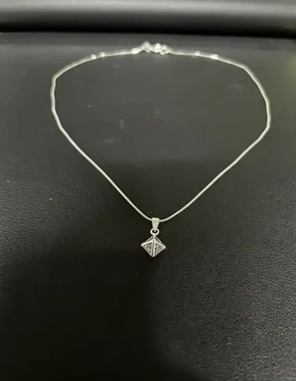Collar Rombo Punto De Luz Plata Fina 925 Elegante Para Dama 4