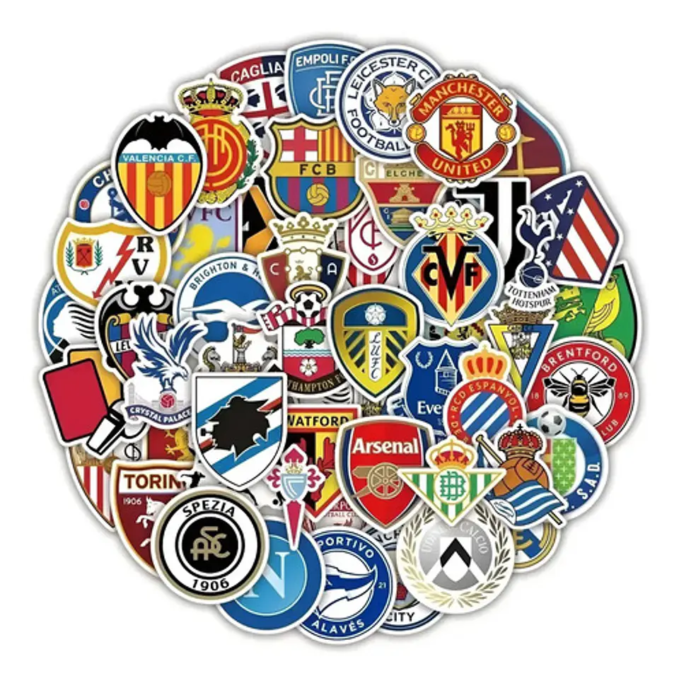 Clubes De Fútbol - Set De 50 Stickers / Calcomanías  1