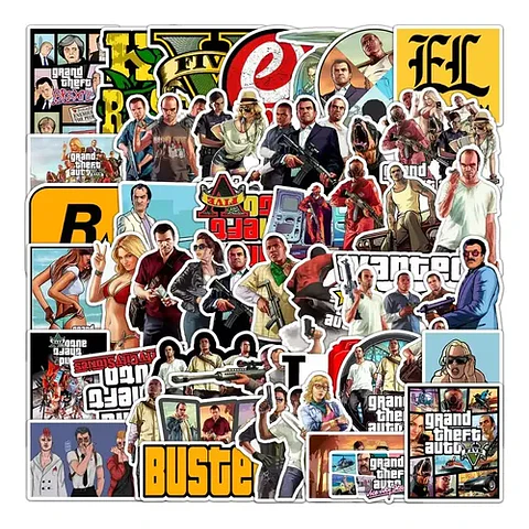 Gta 5 - Set De 50 Stickers / Calcomanias /  Pegatinas
