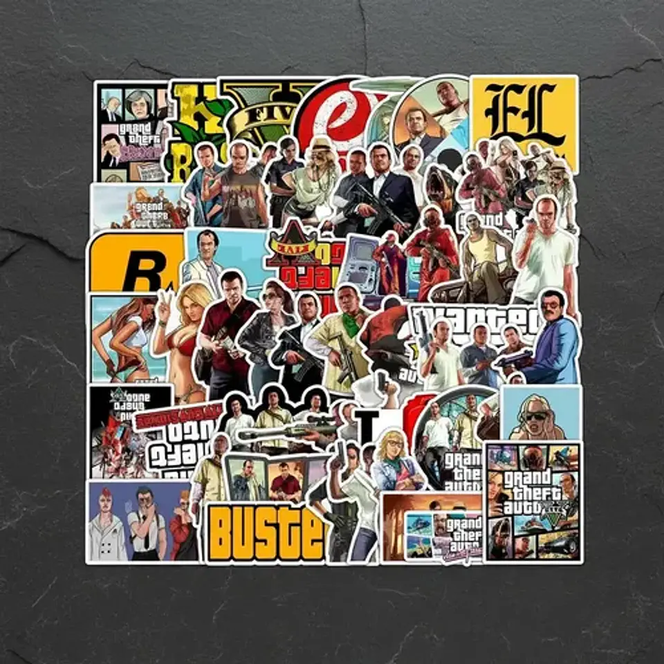 Gta 5 - Set De 50 Stickers / Calcomanias /  Pegatinas 3