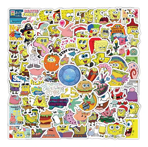 Pack 100 Stickers De Bob Esponja - Pegatinas / Calcomanias