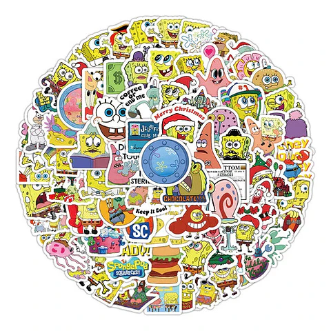 Pack 100 Stickers De Bob Esponja - Pegatinas / Calcomanias