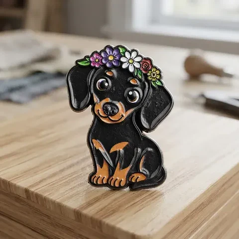 Pins De Perro Salchicha Kawaii / Broches Metálicos (pines)
