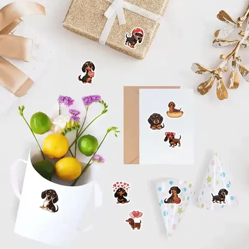 Perro Salchicha - Set 500 Stickers / Rollo De Pegatinas 3