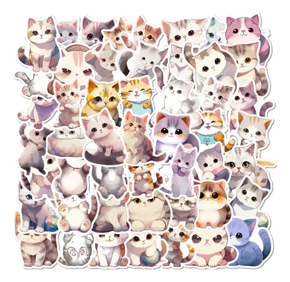 50 Stickers De Gatos Michi Mininos - Etiquetas Autoadhesivas 1