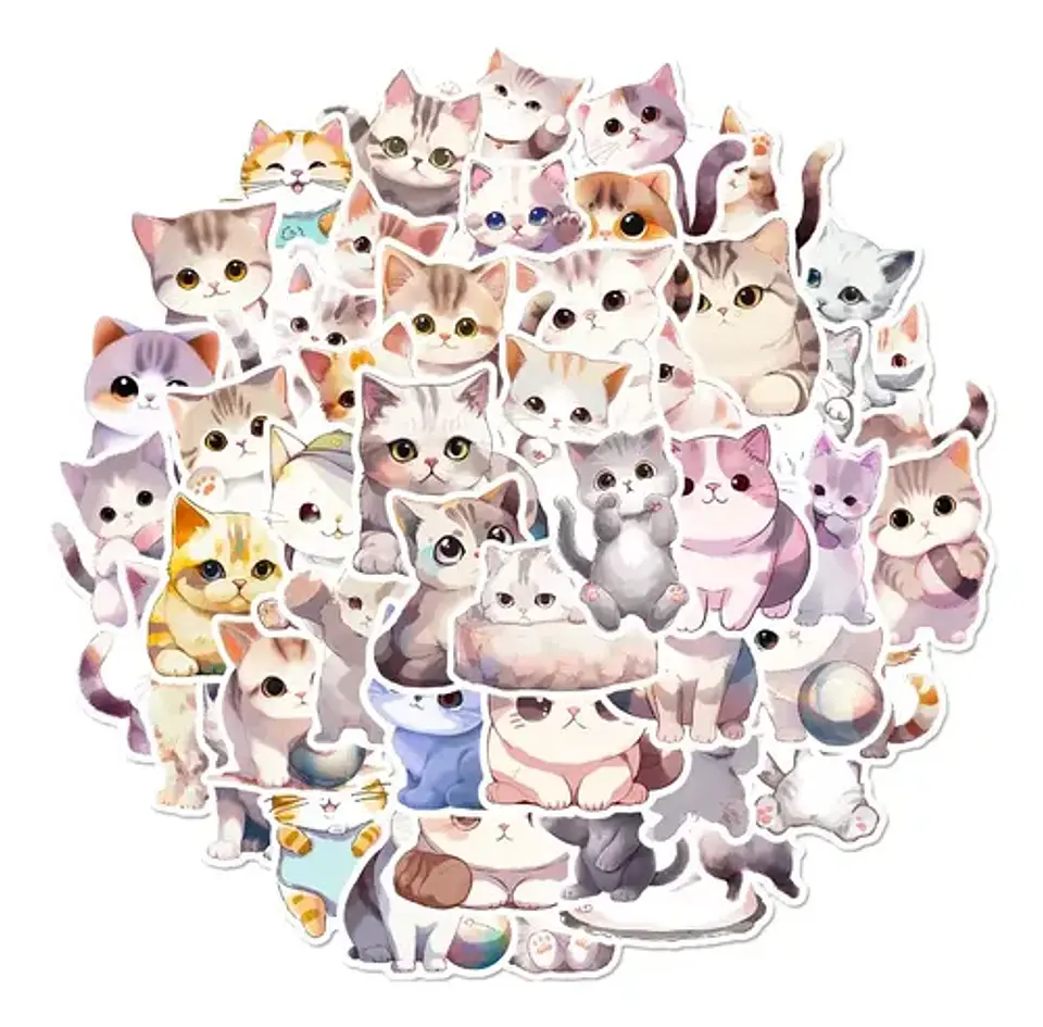 50 Stickers De Gatos Michi Mininos - Etiquetas Autoadhesivas 2