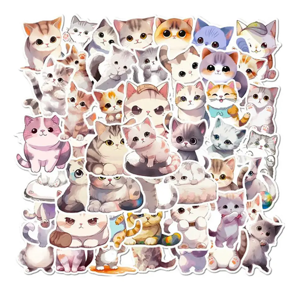 50 Stickers De Gatos Michi Mininos - Etiquetas Autoadhesivas 3
