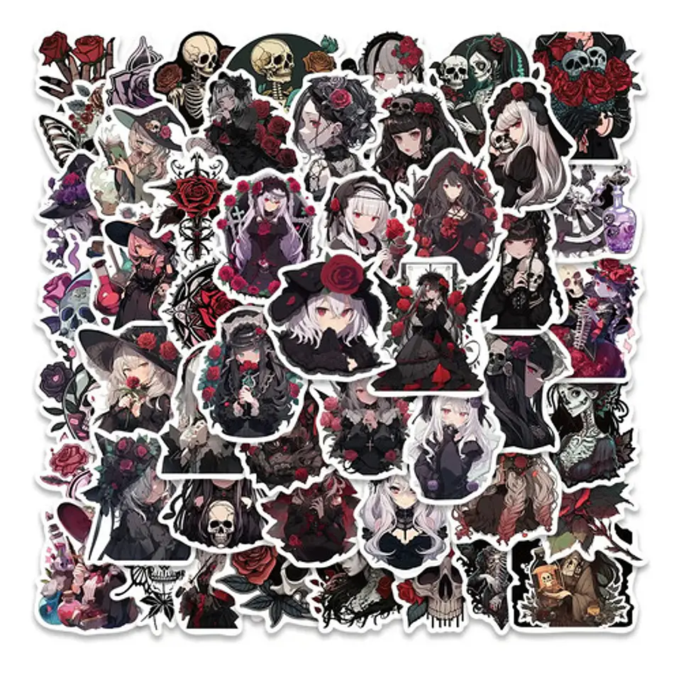 50 Stickers De Estilo Gótico Dark- Etiquetas Autoadhesivas 1