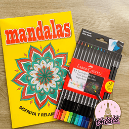 Pack mandala + 12 lápices de colores + 2 grafitos 