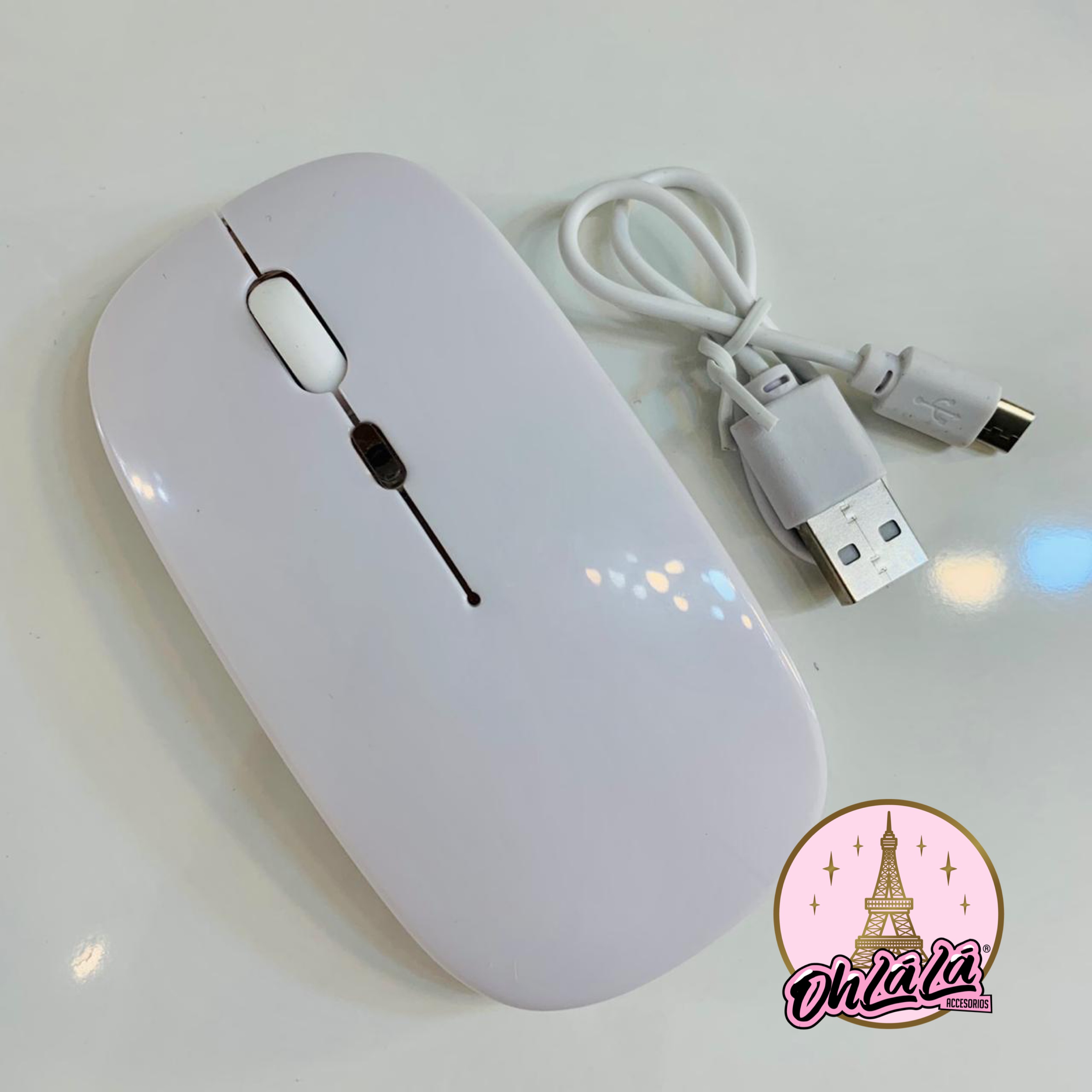 Mouse óptico inalámbrico blanco
