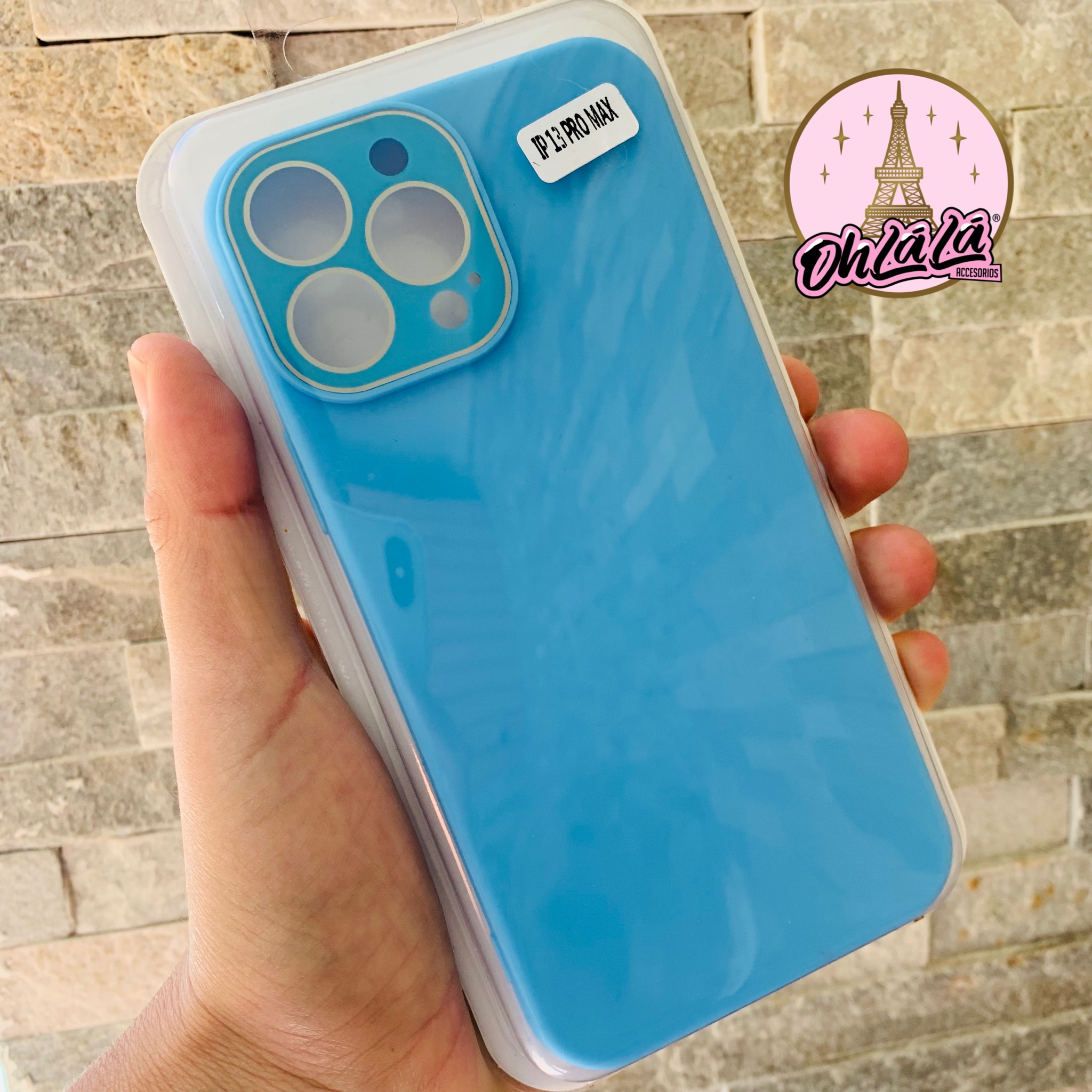 Carcasa iPhone 13 Pro Max Celeste Cam Protect